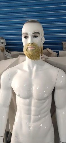 jolly mannequin-male white glossy mannequin with golden beard, deep eyes, making up mannequin ZD3