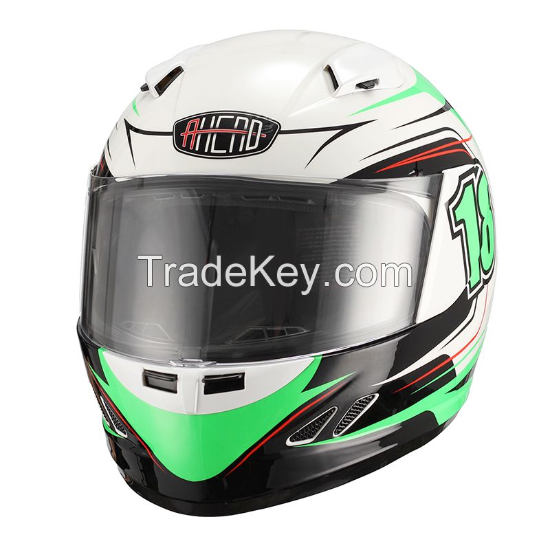 DOT Full Face Motorcycle Helmet Dual Visor AH-11-EIG-BK