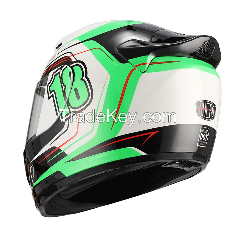 DOT Full Face Motorcycle Helmet Dual Visor AH-11-EIG-BK