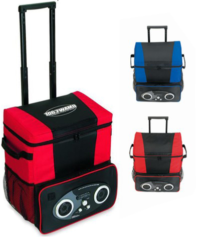 Trolley cooler bag with loudspeaker