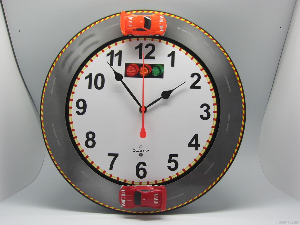 Hourly Chime Racing Car Wall Clock, Musical Wall Clock