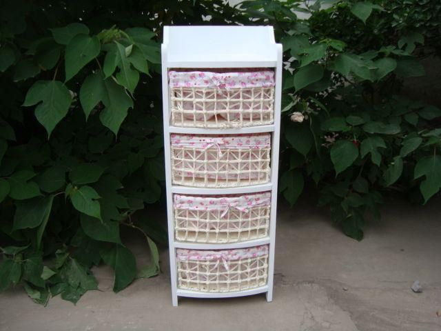 Wooden storage cabinet with drawer,wooden rack with straw baskets