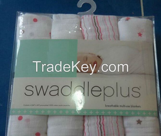 100% Organic Cotton Baby Muslin Swaddle Blanket , Wrap Diaper