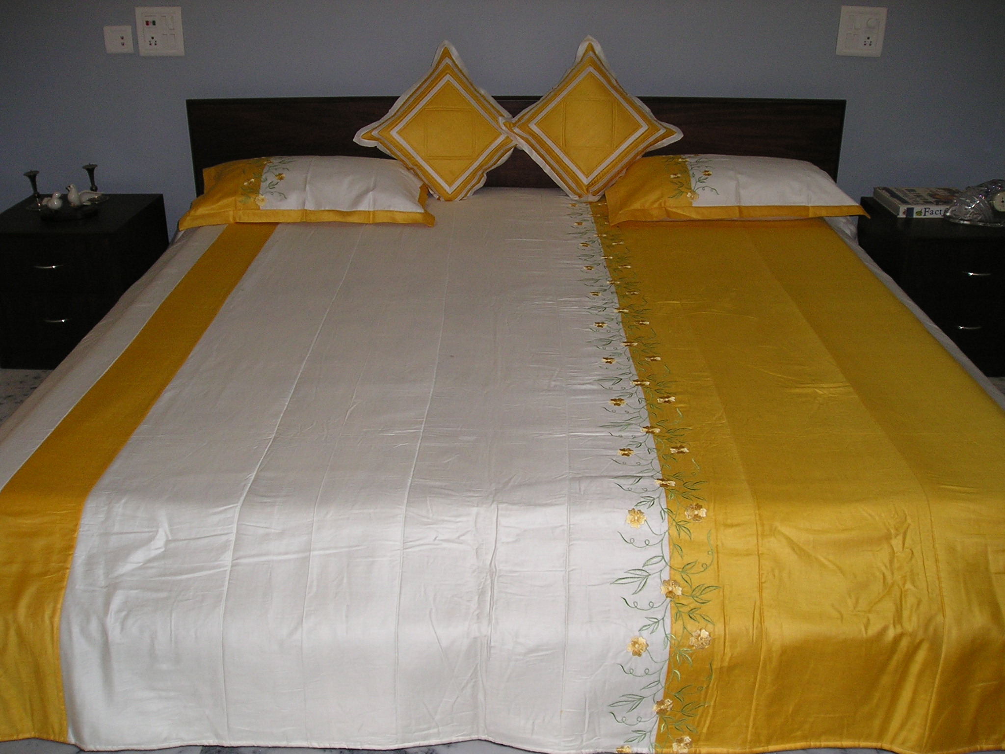 Silk Bed Spread with matching pillow cover and cushion cover