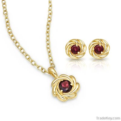 Genuine Garnet Knot Set