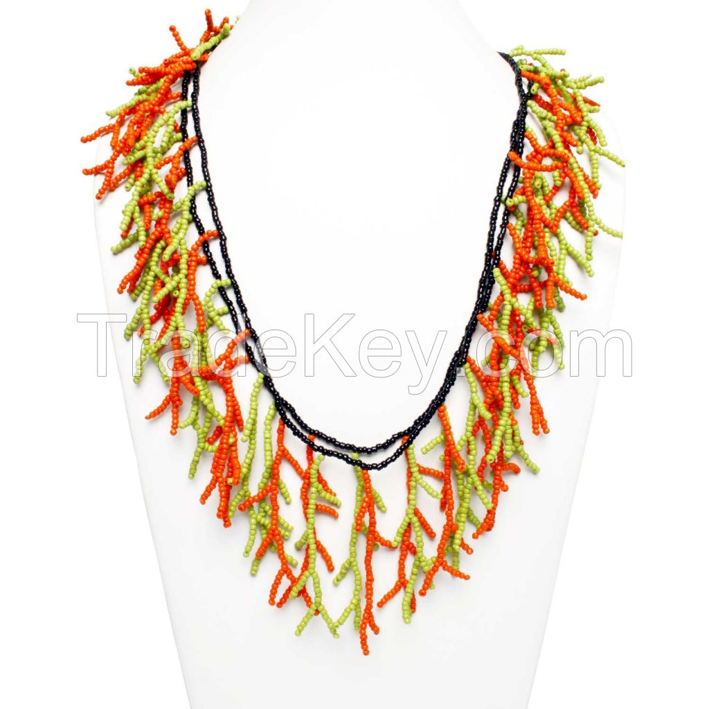 Fresco Glass Seed Bead Neon Strand Necklace