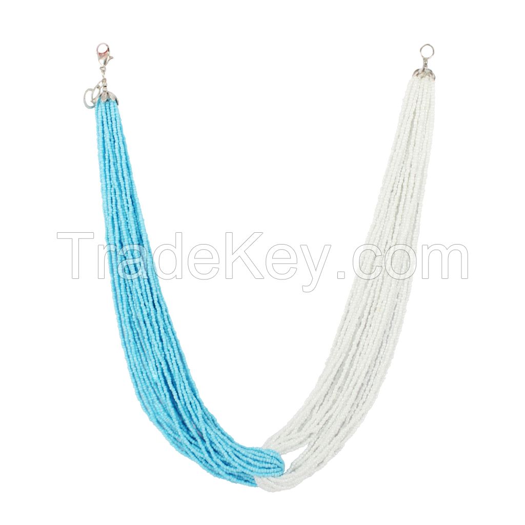 Twined Tantalizer Metal Seed Bead Multi-Strand Necklace