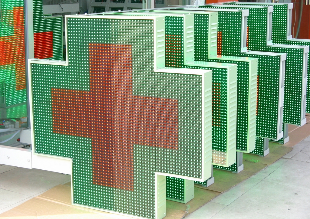 LED Pharmacy Cross Sign