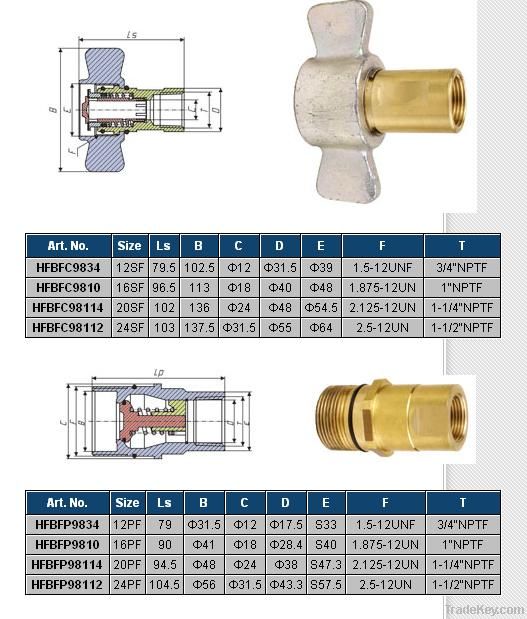 SCREW-ON COUPLINGS WITH WING NUT