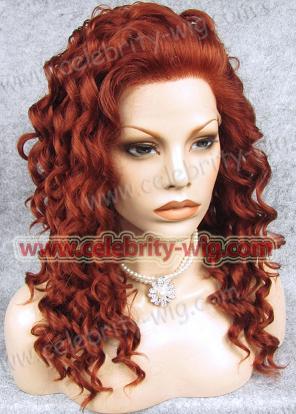 red synthetic curly hair lace front wigs