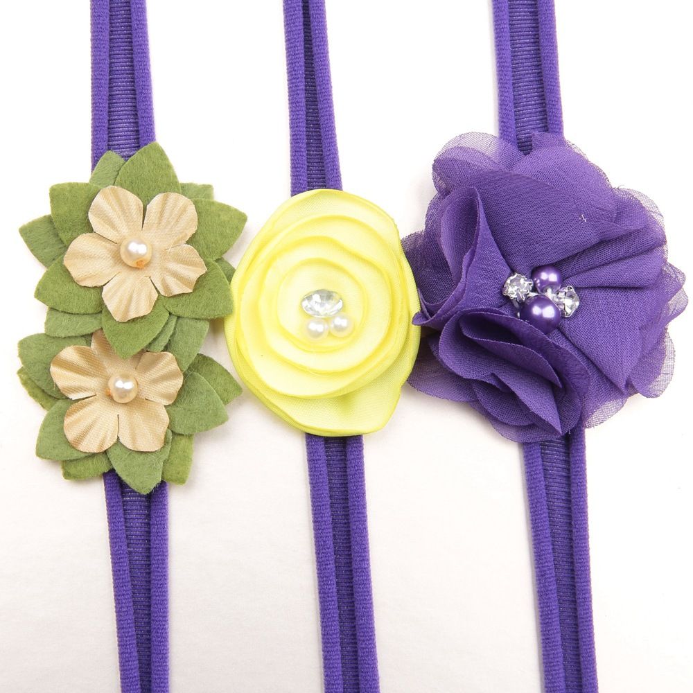 Baby Girls Newborn Headbands Hairband Flower HeadBand 3 PCs Set