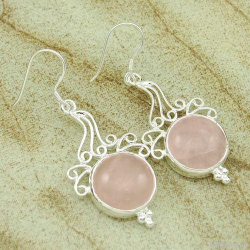 hot selling jewelry Rose Quartz fashion earring