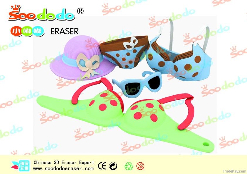 Soododo 3d glass hat shaped erasers