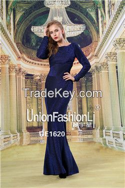 Ladies Western Dress Design High Custom Long Sleeve Evening Dress Winter Paris Fashion Week 2016