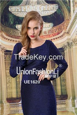 Ladies Western Dress Design High Custom Long Sleeve Evening Dress Winter Paris Fashion Week 2016