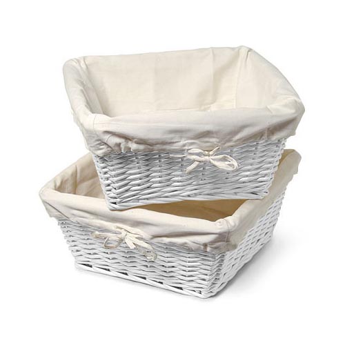 Large Wicker Storage Basket Liner, White