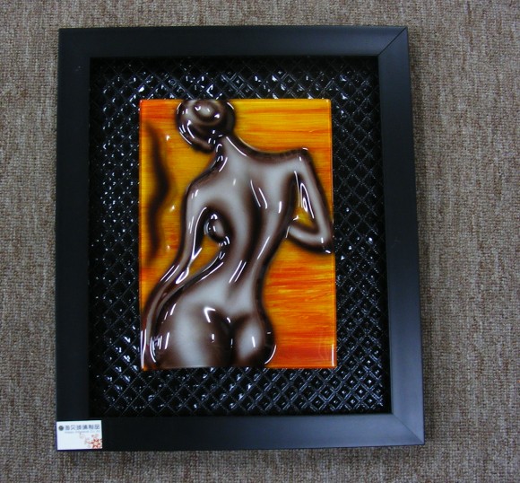 Fused glass wall art, framed glass art