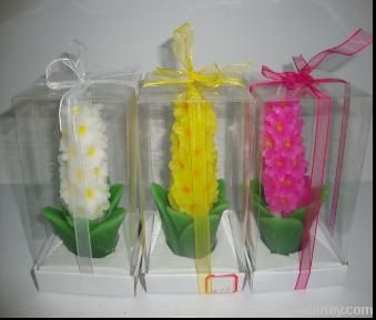 plant flower paraffin wax candle with cement candle holder