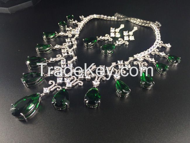 2016 NEW fashion green purple champagne red water drop zircon jewelry