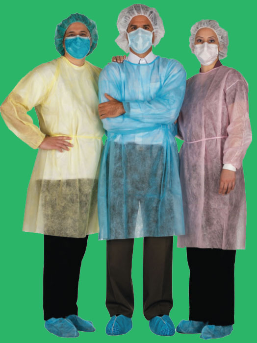 non woven disposable isolation gown with knitted cuffs