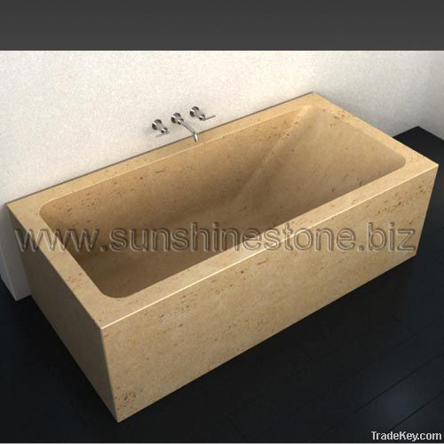 beige travertine bathtub 6