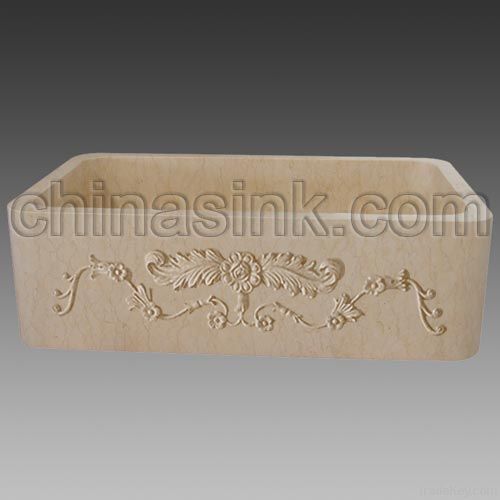 cream marble farm sink 46