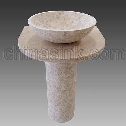 Beige Travertine Pedestal Sink