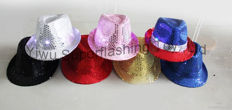 Light up Sequin Fedora hat