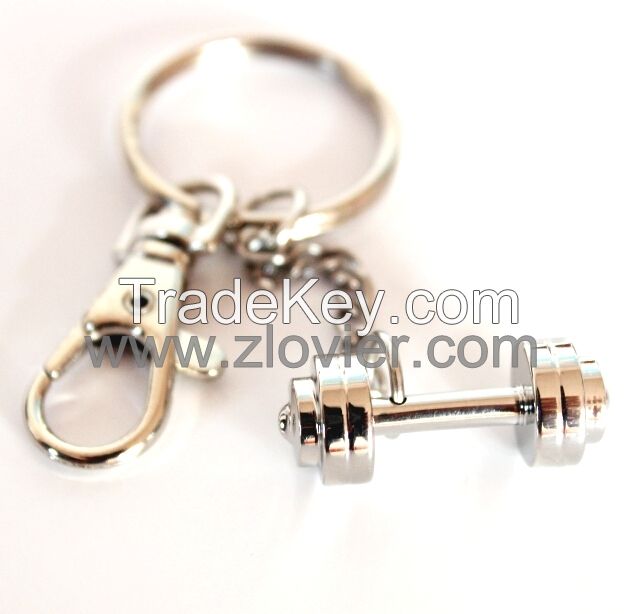 Fitness metal dumbbell keychain