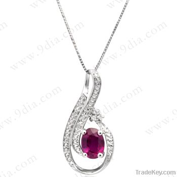 925 sterling silver pendent design with natural 5*7 Oval ruby gemstone