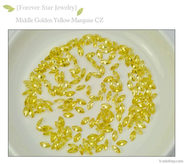 2GS01020A Marquise Shape 6*3mm Loose Middle Golden Yellow CZ Gemstone