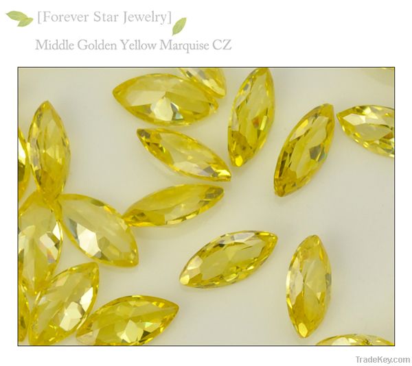 2GS01020A Marquise Shape 6*3mm Loose Middle Golden Yellow CZ Gemstone