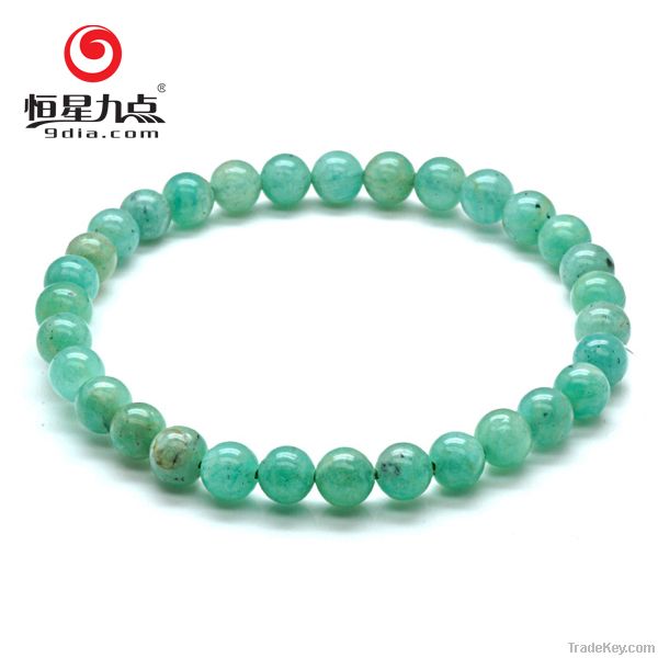 1D000913B Smooth Ball 6mm Bluish Green Color Amazonite Bracelet