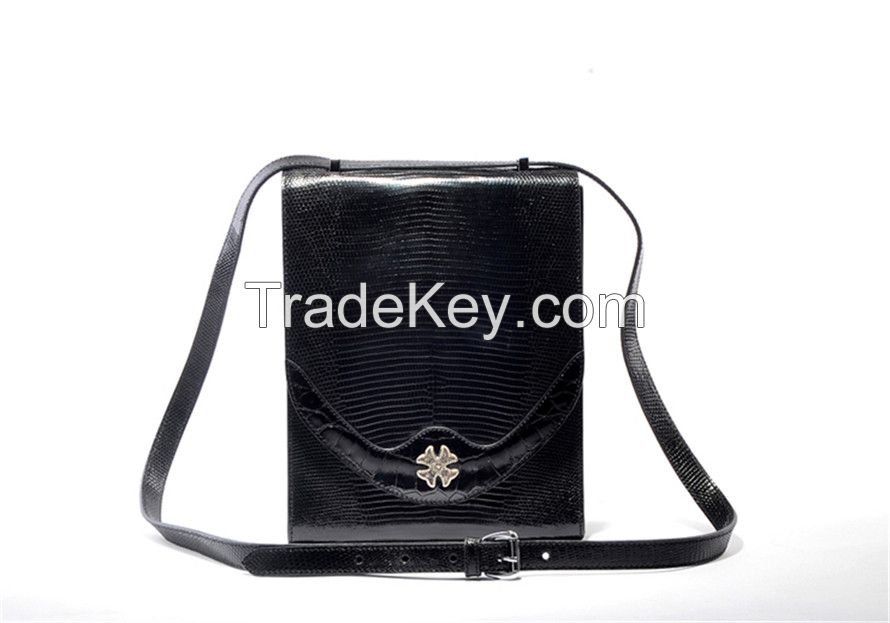 Lizard Shoulder Bag Black VL4003B