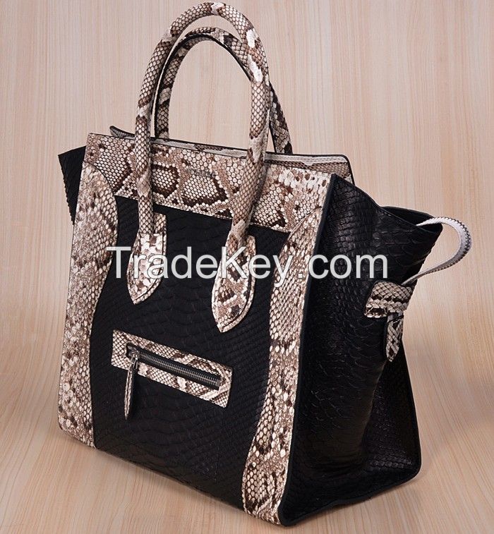 Python Tote Handbag Black/Natural 2P5010WB
