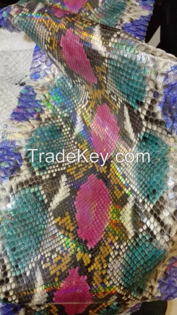 Customize Wholesale Genuine Python Snakeskin Hide Hand Painting Designs