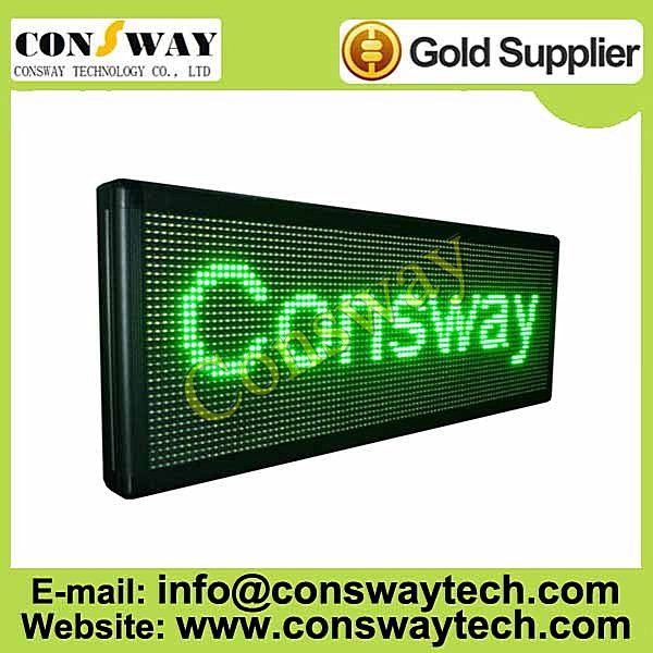 CE approved led messages display with Green color and size 104cm(W)*40cm(H)*7cm(D)