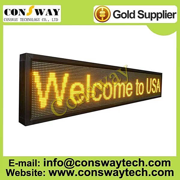 CE approved led scrolling sign with yellow color and size 232cm(W)*40cm(H)*7cm(D)