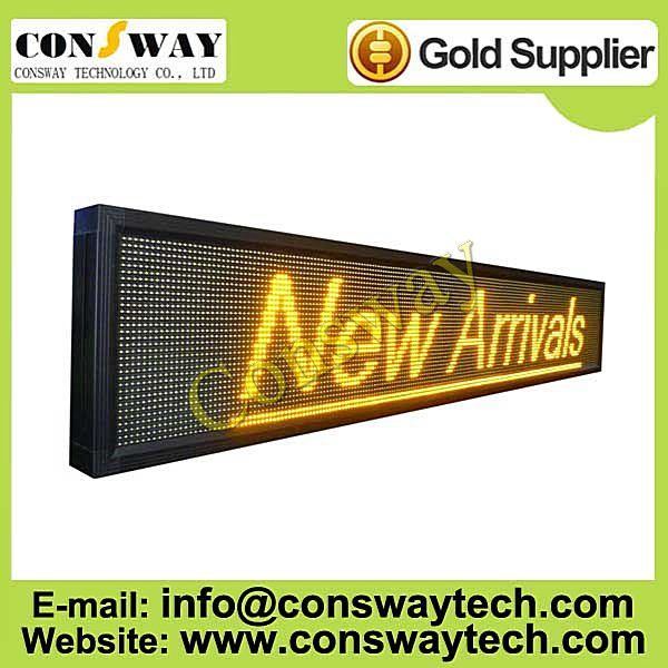 CE approved led scrolling sign with yellow color and size 232cm(W)*40cm(H)*7cm(D)