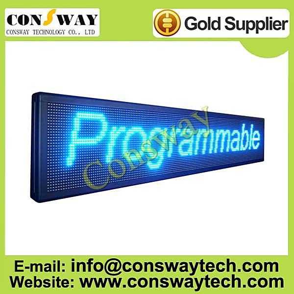 CE approved programmable led sign with blue color and size 200cm(W)*40cm(H)*7cm(D)