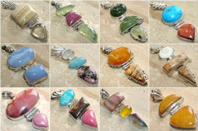 Gemstone Semi-Precious Silver Pendants