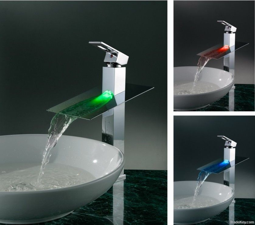 LED waterfall faucet