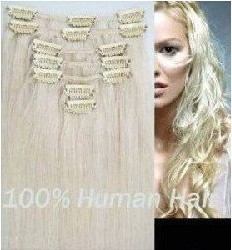 20" #613 7pcs 80g light blonde low price 100% real human hair clips in