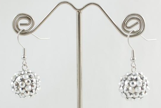 STONE SET BALL EARRING