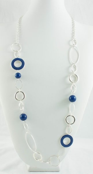 ENAMELED LINK WITH ROUND BALL CONNECTED LONG NECKLACE