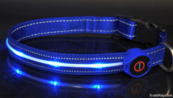 Nylon LED illuminated dog collar