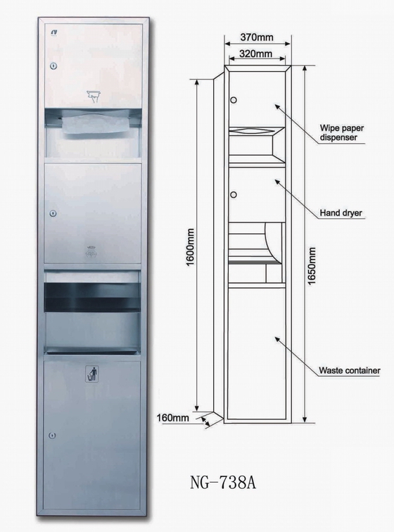 Paper Dispenser, Recessed Hand Dryer Combinations