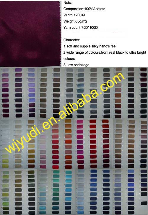 100% Acetate Taffeta Lining Fabric