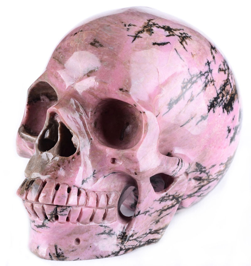 6.7&quot; Natural Rhodonite Stone Skull/Skeleton Carving#7925