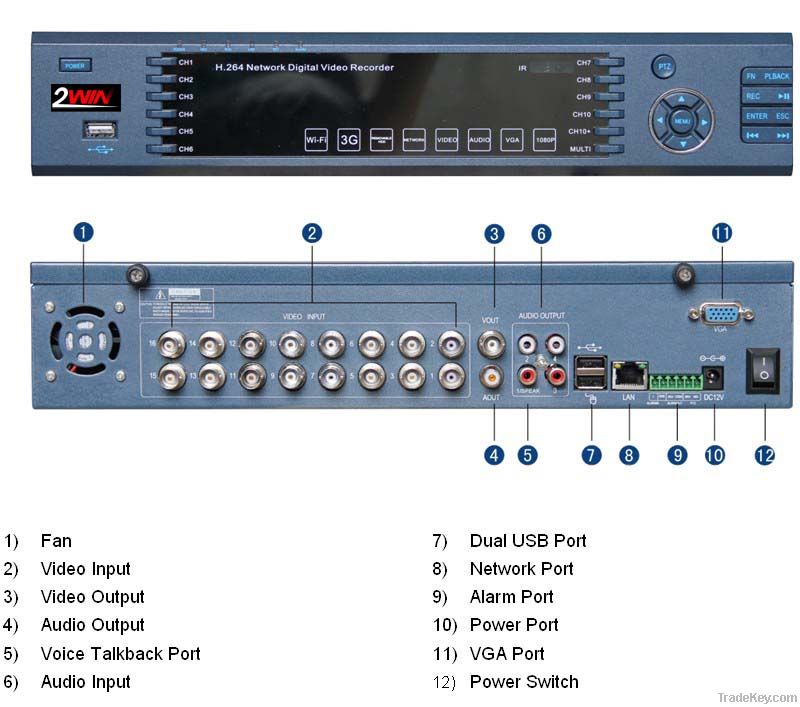 16ch 1080p wifi dvr